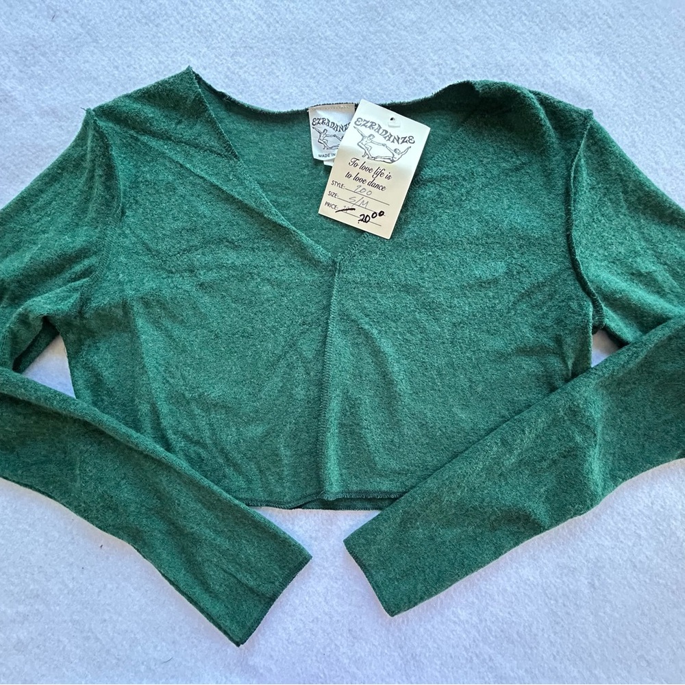 90s Ezra Danze Crop Dance Top S/M Green Y2K